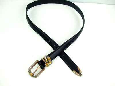 1996 Brighton Black Leather Belt Sz L Waist 35 display picture 2