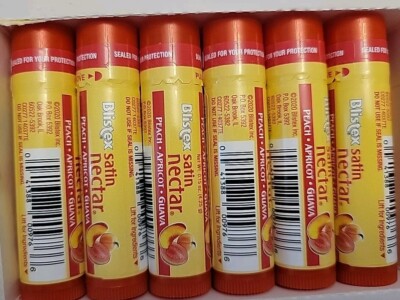 ~ 6 Tubes New Blistex Satin Nectar Lip Moisturizer Peach Apricot Guava .15 Oz ~