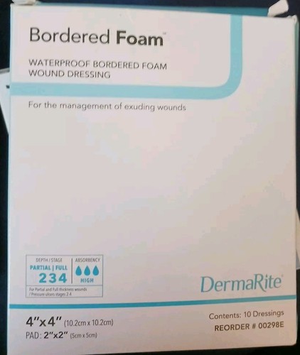 BorderedFoam Foam Dressing 4 x 4" Square With Border 10 per Box - 第 1/1 張圖片