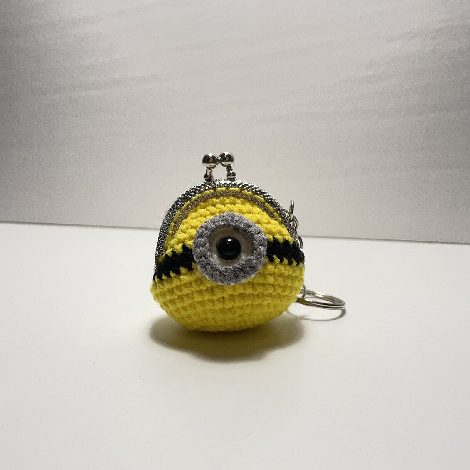 Handmade Minion Coin Bag with key Max 75% OFF tiny Wool Limited time sale yellow chain Crochet