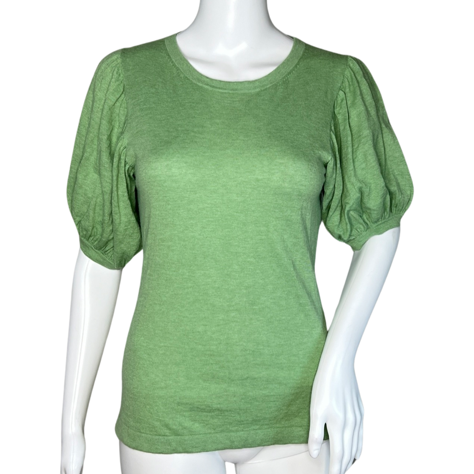 Banana Republic Green Puff Sleeve Cashmere Angora Sweater Women Size Small