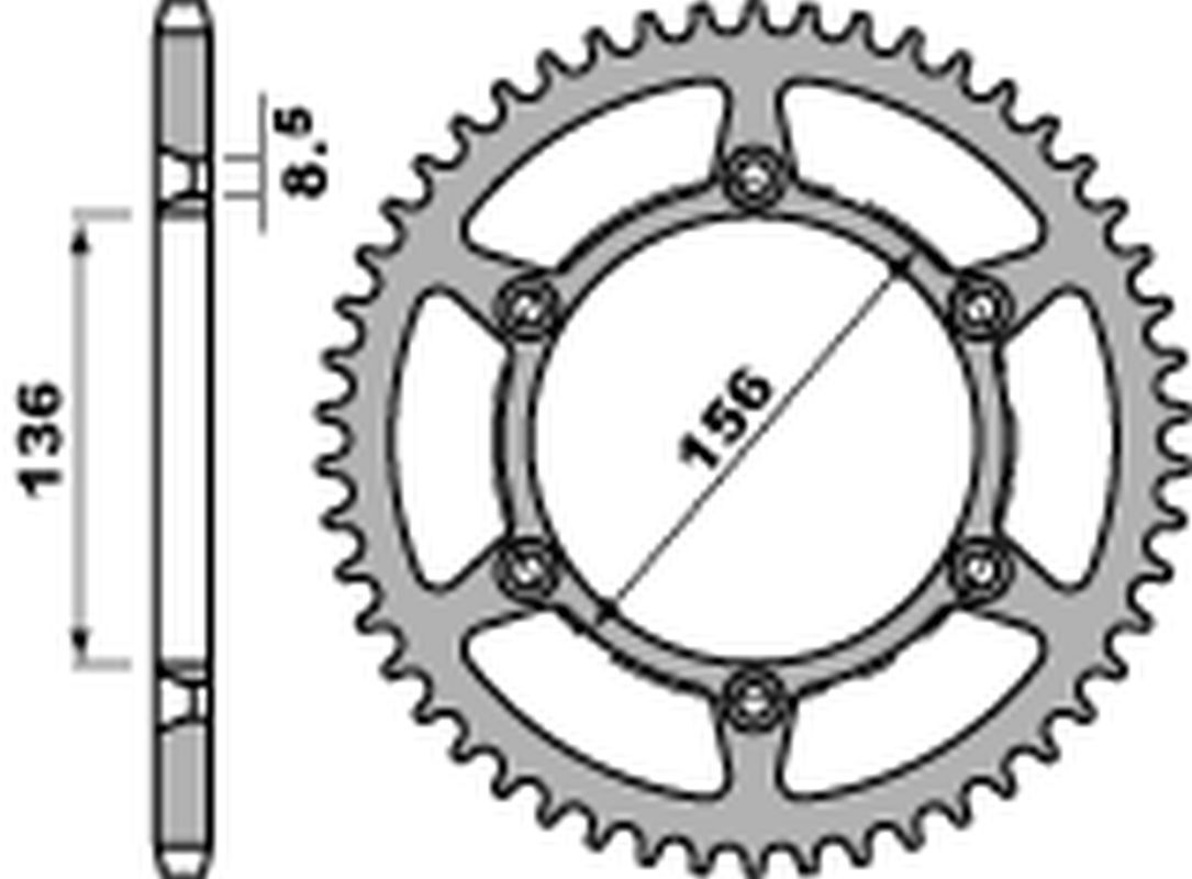 Pignon arrière 820 53 C45 Husqvarna SM/SMS 630 '10-'11 et Suzuki DR 250