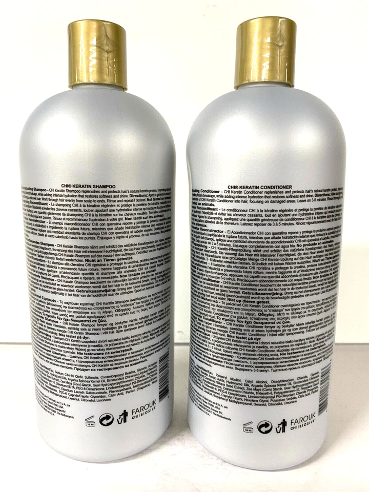 Juego de champú y acondicionador CHI Keratin Reconstructing Duo - 946 ml/32 OZ Foto 2 de 4