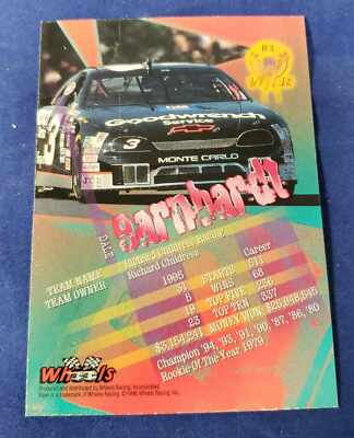 1996 Wheels Racing Viper Series Dale Earnhardt Sr 3-Card