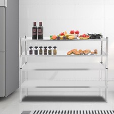 1pc 2 Tier Stainless Steel Shelf Rack,Kitchen Storage Shelving Unit Organizer