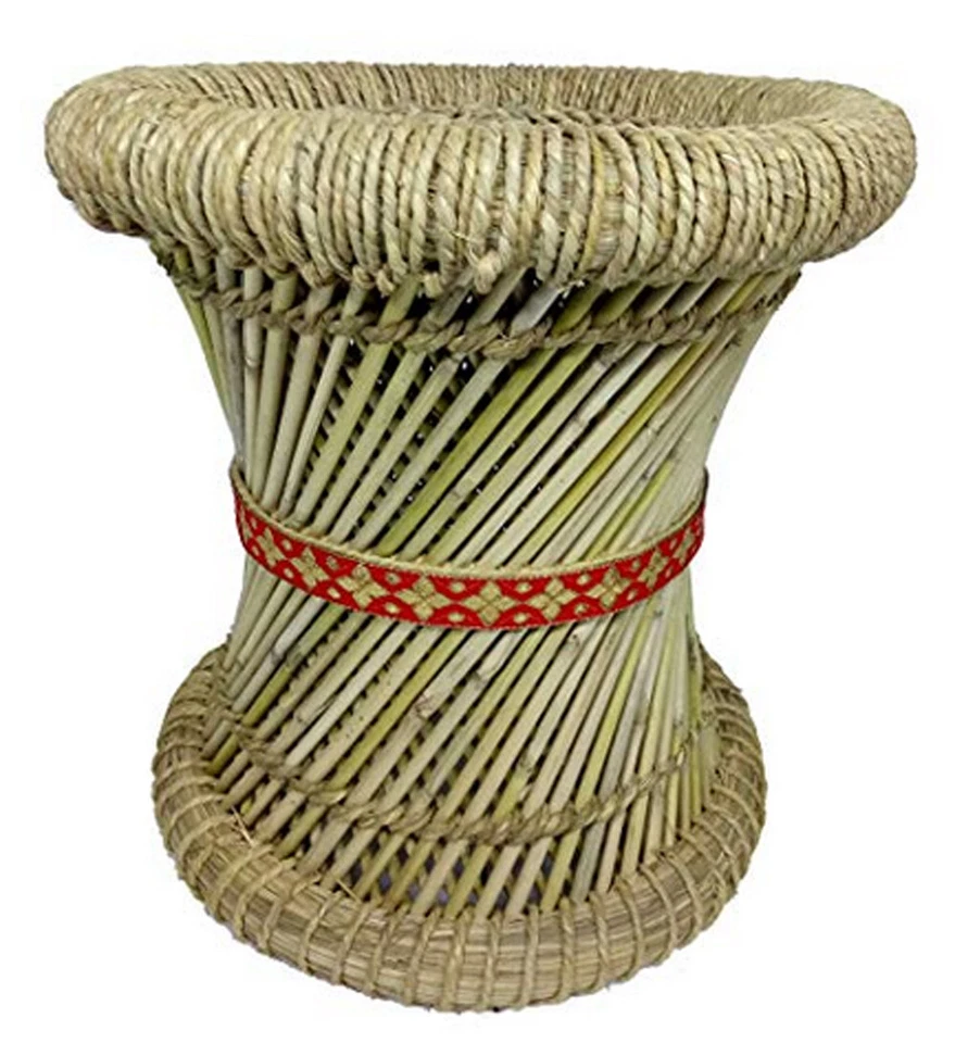 Eco-Friendly Handmade Cane Bar Stool Muddha Outdoor/Indoor Made By Jute Rope - Image 2 of 3