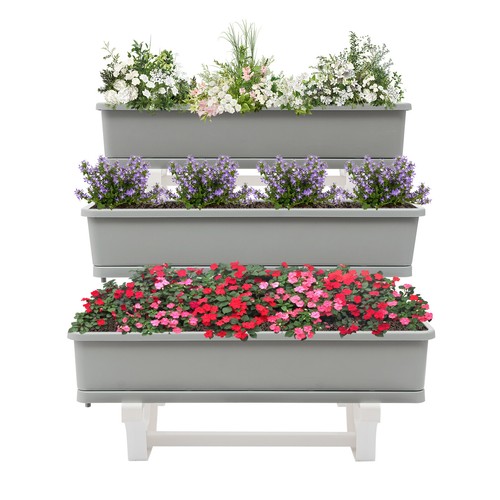 3-st?ckiges Hochbeet mit Pflanzschale Vertikales Gartenhochbeet 72x58x75cm PP - Bild 8 von 20