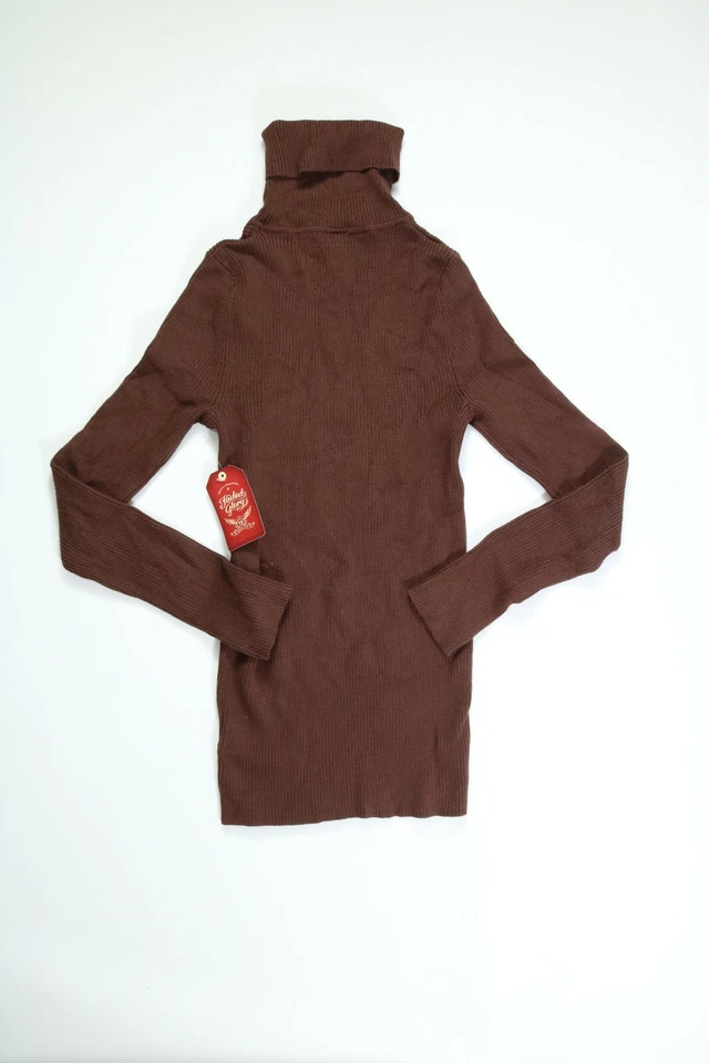 Camisa acanalada eléctrica cuello alto manga larga marrón gloria descolorida para niñas pequeña ¡NUEVA! Foto 2 de 4