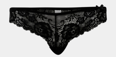 Black Thong 6 - 8 Floral Lace String panties panty knickers Eur 32 - 34 ladies
