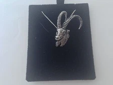 A51 Ibex Head on a 925 sterling silver Necklace Handmade 30 inch chain