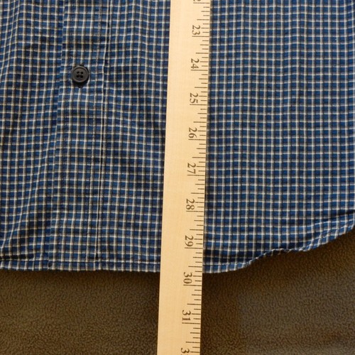 Columbia Mens Shirt Medium Blue Plaid Check Pocket Cotton Button Collared - Picture 8 of 11