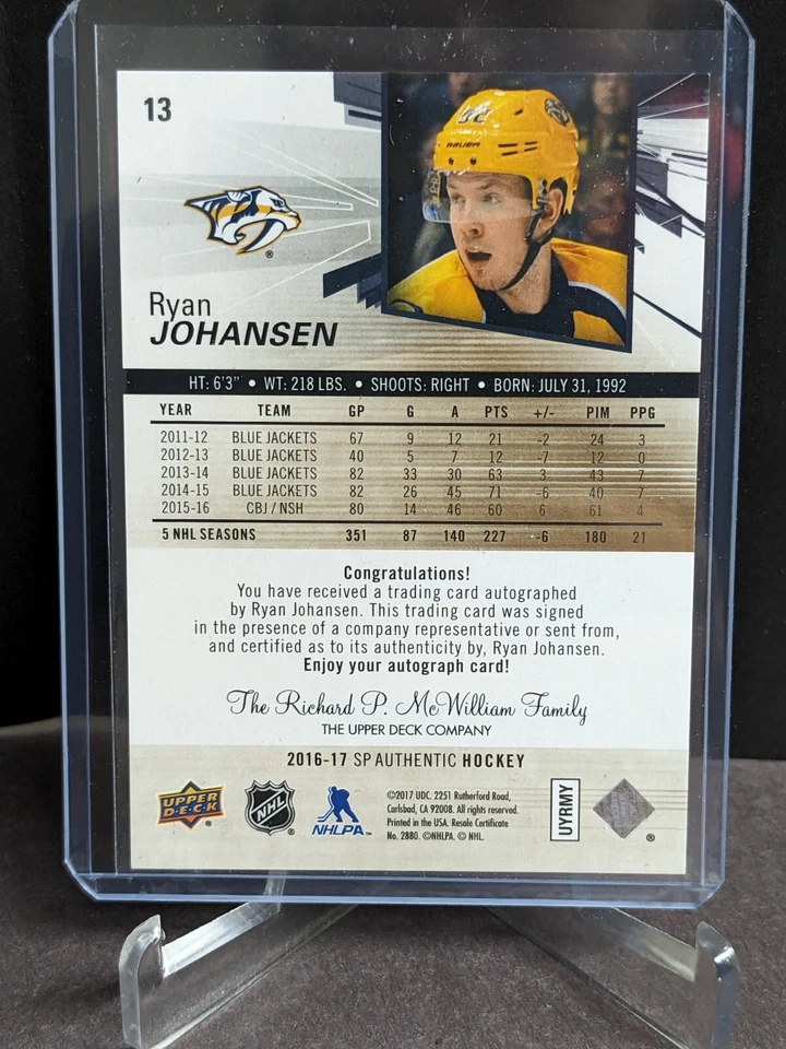 16-17 SP Authentic Spectrum Autographs #13 Ryan Johansen - Image 2 of 2