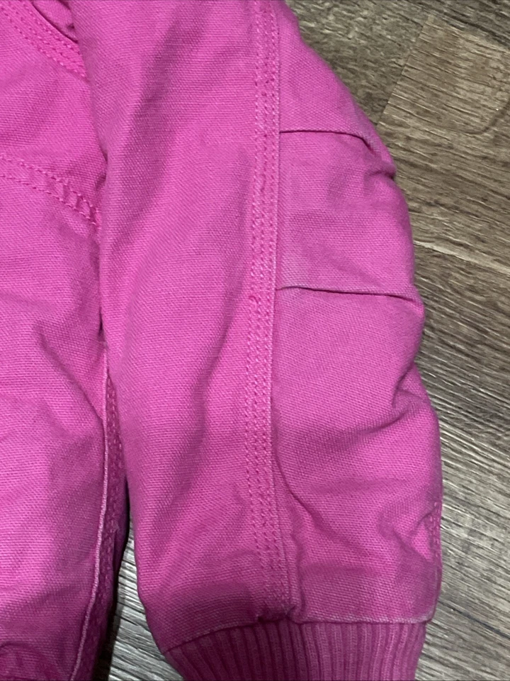 Carhartt 儿童热销粉色 S 码 7/8 夹克外套连帽口袋鸭帆布 — 第 4/4 张图片