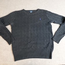 Polo Ralph Lauren Girls Sweater Large Black Cable Knit Cotton