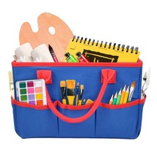 Craft Organizer Tote Bag Art Storage Caddy Multiple Pockets Sewing Blue