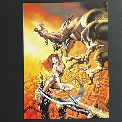 Boris Vallejo 1994 Fantasy Art Print LABYRINTH Warrior Monster Book Plate