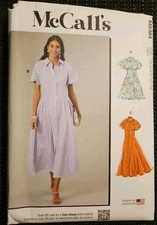 McCall's M8384 Shirtdress in 2 Lengths w Puff Sleeves Size (4-12) UNCUT Pattern