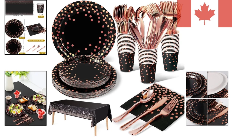 Товары для вечеринок на свадьбы и дни рождения из черного и розового золота пищевого класса - Изображение 2 из 4