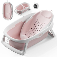 4-In-1 Collapsible Baby Bathtub for Newborn & Toddler 0-24M (Pink)