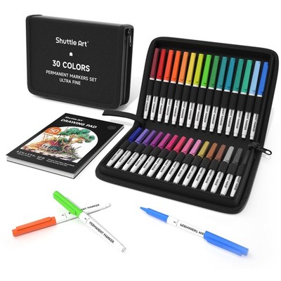 Permanent Markers, 30 Assorted Colors Ultra Fine Point Permanent Marker Packe...