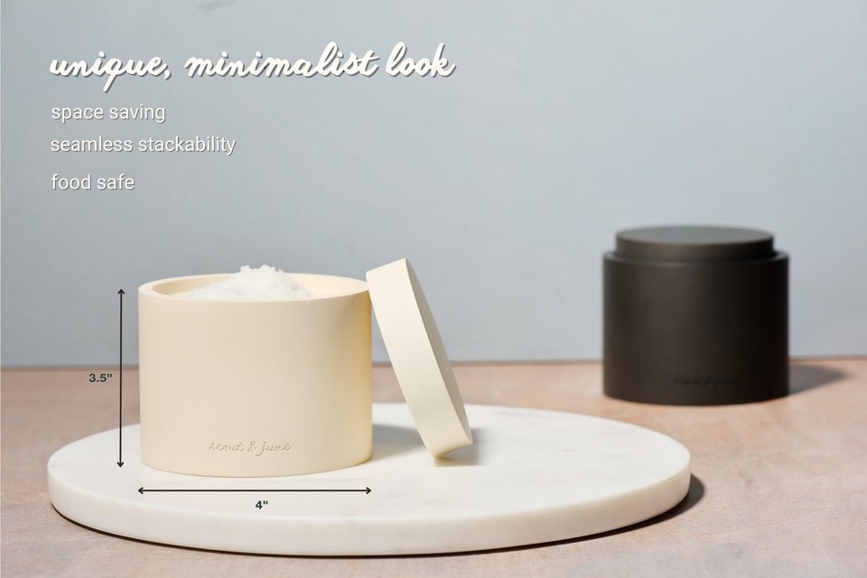 Stone Salt Cellar - Stackable, Salt and Pepper Bowls for Countertop ...