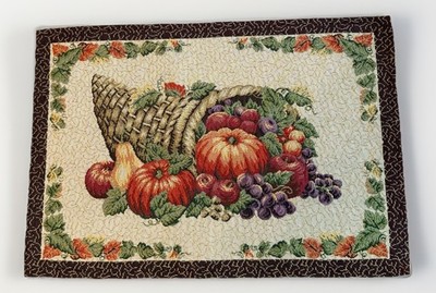 10 Nature's Basket Fall Jacquard Cloth Table Mats Thanksgiving EUC