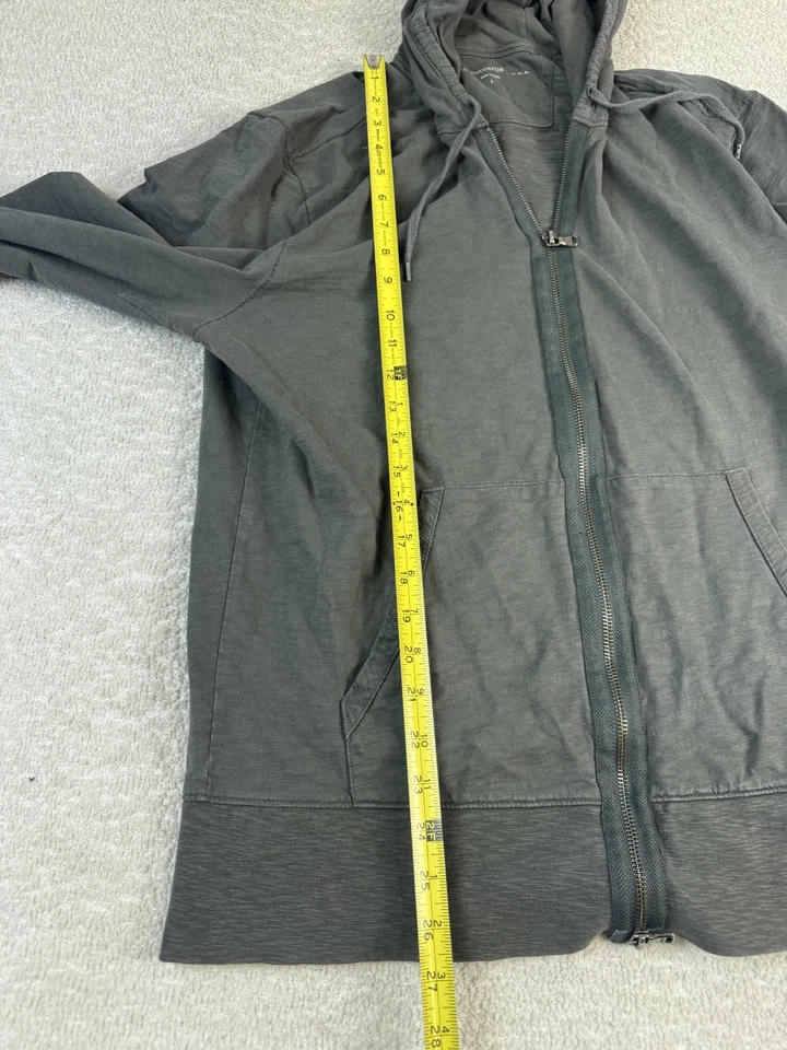 Sudadera con Capucha John Varvatos Star EE. UU. Para Hombre Grande Gris Cremallera Completa Ligera Tejida Slub Foto 3 de 4