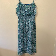 Faded Glory Boho Floral Maxi Dress Smocked Waist Summer Vacation Beach Size 20
