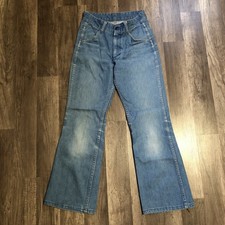 Vintage 70s Sears Put On Shop Jeans Boys 26x27 Medium Wash Flare Bootcut Pants