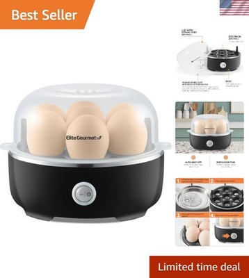 Easy Electric Egg Cooker: 7-Egg Capacity, Auto Shut-Off, BPA Free, Classic Black