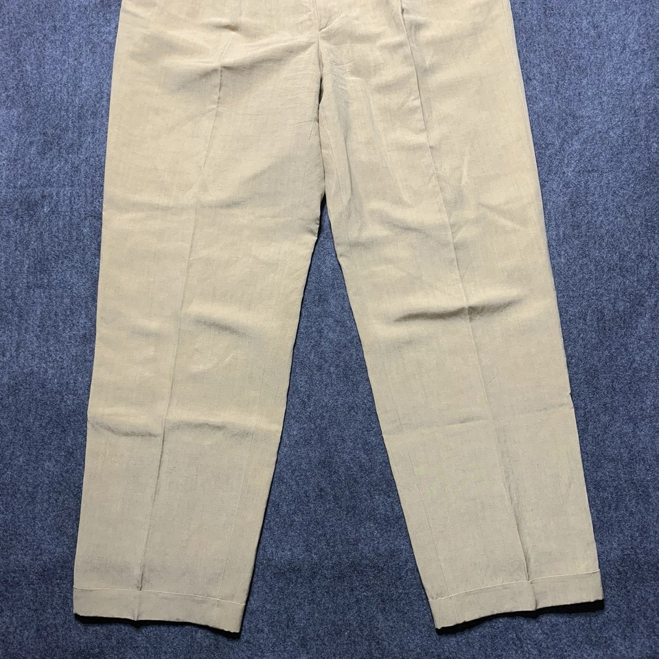 Bernard Zins Lino Seda Vestido Pantalones Pantalones Hombre 36x31 Marrón Plisado Francia Foto 3 de 4