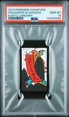 2013 POKEMON HANAFUDA KANTO JANUARY DRAGONITE/GYARADOS PSA 10
