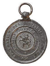 1882 Bélgica Docentes Congreso Medalla Arlon Unión Fait La Force Aluminio 28mm