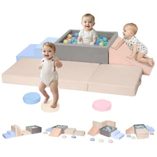 Climbing Toys for 1 Year Old, Baby Foam Climbing Blocks with Ball Pit for Tod...