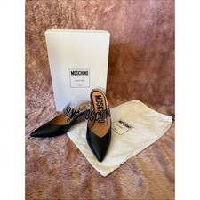 Moschino Black Pointed Logo Pumps