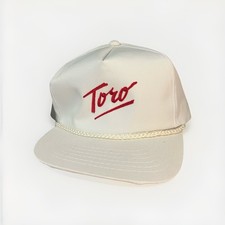 Vintage Toro White Red Script Writing Snapback Mesh Trucker Hat Cap Made In USA