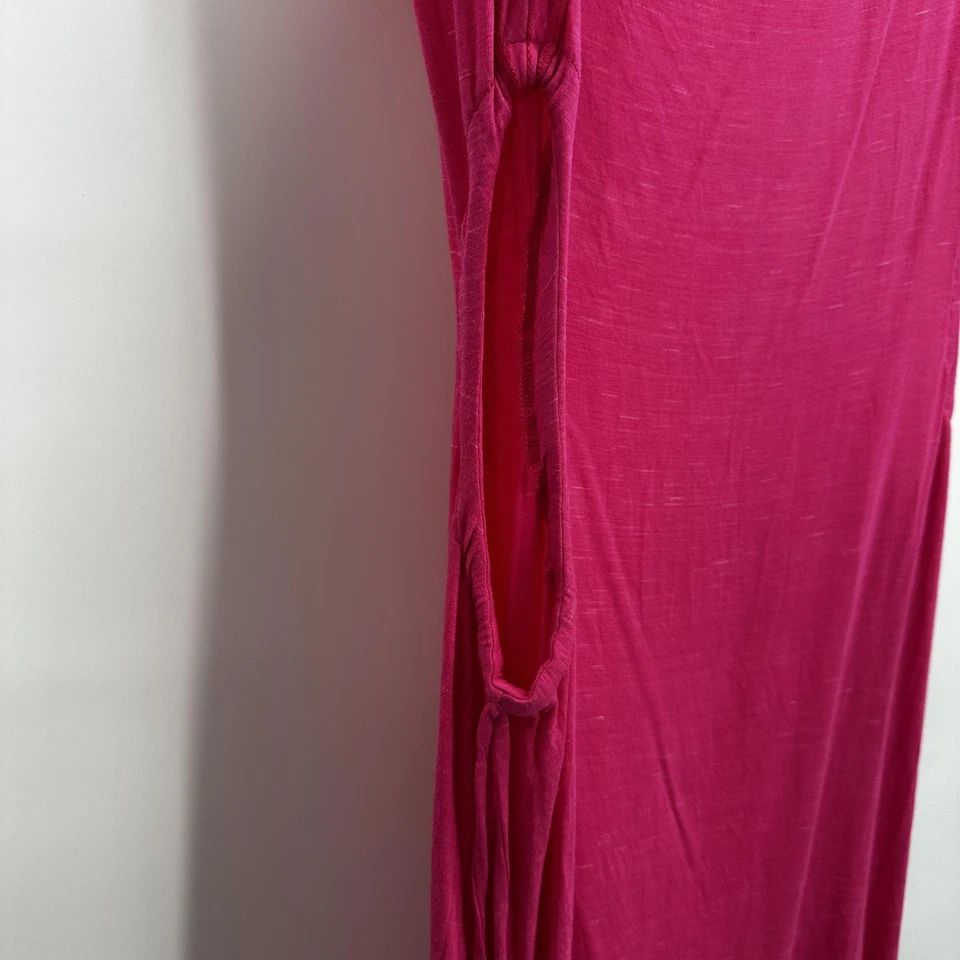 Betsey Johnson Swim Cover Up Womens Medium Large Pink Drape Maxi Dress Ruched - Image 3 of 4