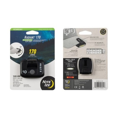 Nite Ize R170RC-01-R7 Radiant 170 Rechargeable Clip Light, Black
