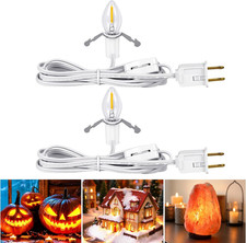 2 Pack Christmas Village Lights Accessory Cord with LED Bulb Replacement