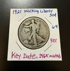 1921-P Walking Liberty Half Dollar Rare Key Date 90% Silver