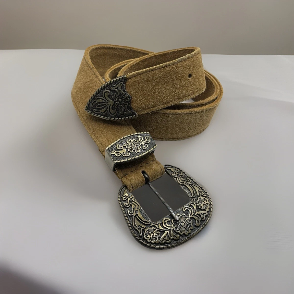 FREE PEOPLE Beige Suede Belt with Bronze Buckle S/M Free People Suede Belts for Women for sale | eBay main image 3
