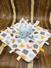 Parents Choice Blue Elephant Shapes Plush Lovey Security Baby Blanket 12x12 Tag