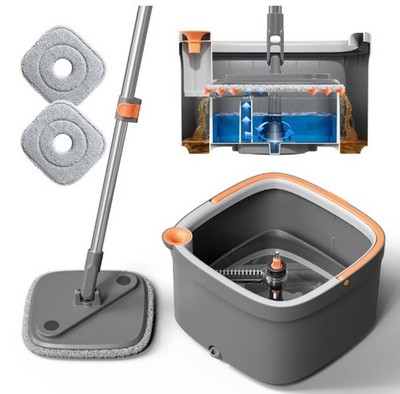 Adjustable Spin Mop and Bucket Cleaner with Self Separation Dirty & Clean Water