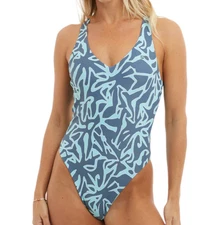 Pelagic Women's Naples One Piece Strappy Swimsuit Lionfish/Petrol Grey Sz L NWT