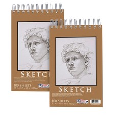 5.5" x 8.5" Spiral Bound Sketch Pad 100 Sheets 60 Pound 100gsm Pack of 2 Pads 