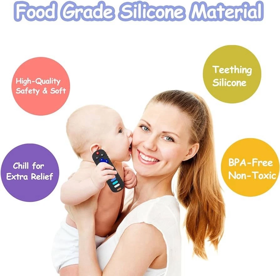 (2 bolsas 4 piezas) Juguetes con forma remota de TV, sin BPA, caja fuerte para congelador, para 3-18 meses Foto 2 de 4