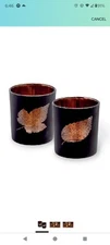 BLACK LEAF TEA LIGHT CANDLE HOLDERS BY BOSTON INTERNATIONAL NEW SET OF 2