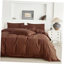 Dark Jacquard Duvet Cover 100 Cotton 3 Pcs Set 1 Chocolate Plaid Queen Brown