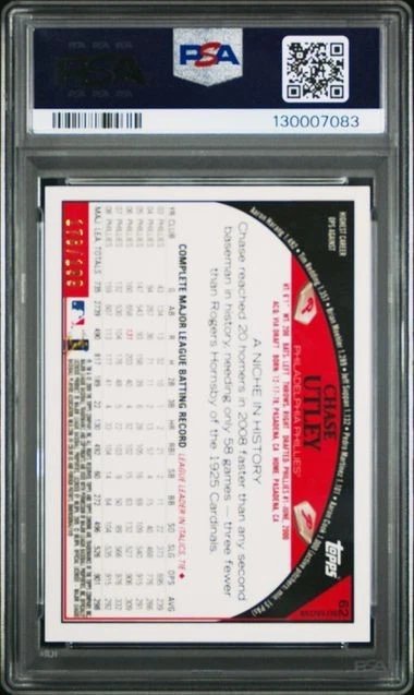 PSA 9 2009 TOPPS CHROME 62 CHASE UTLEY BLUE REFRACTOR - Image 2 of 2