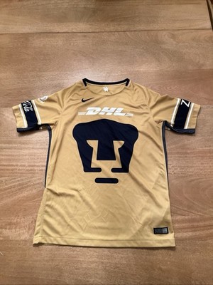 Nike 2018 Pumas  Mexican Soccer League Youth Size XL Soccer Jersey Gold-Navy